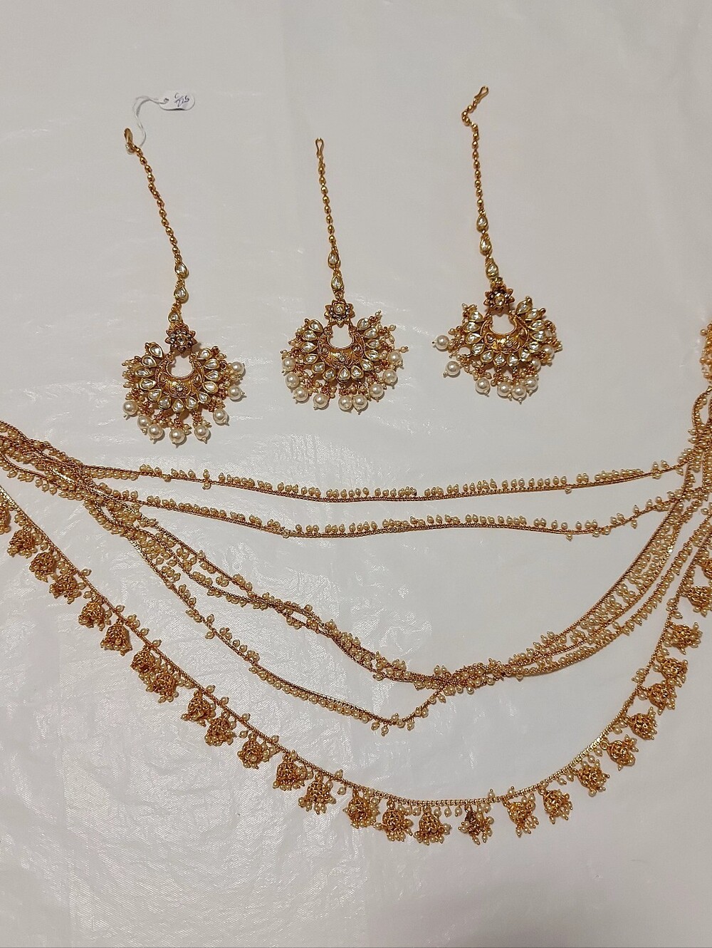 Bridal Kundan Pearl Matha Patti Maang Tikka Headband Headpiece Hair Jewelry Set